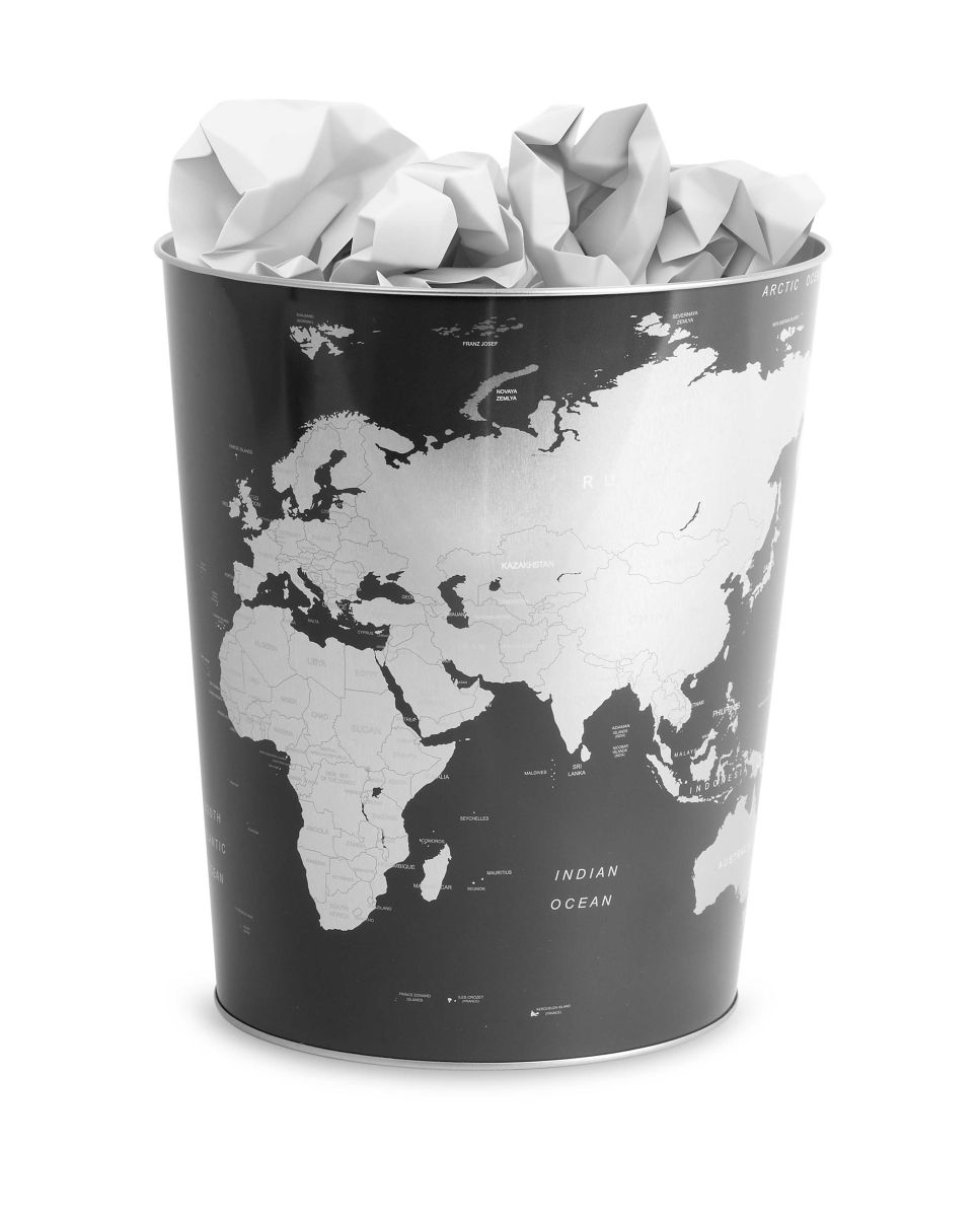 Corbeille à papier Globe Étain