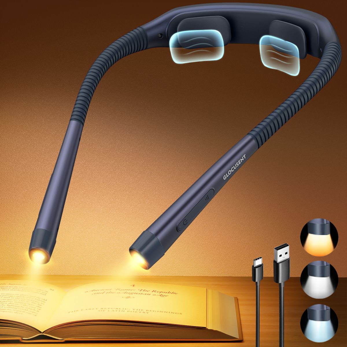 Lampe de lecture de cou Ergonomic Bleu