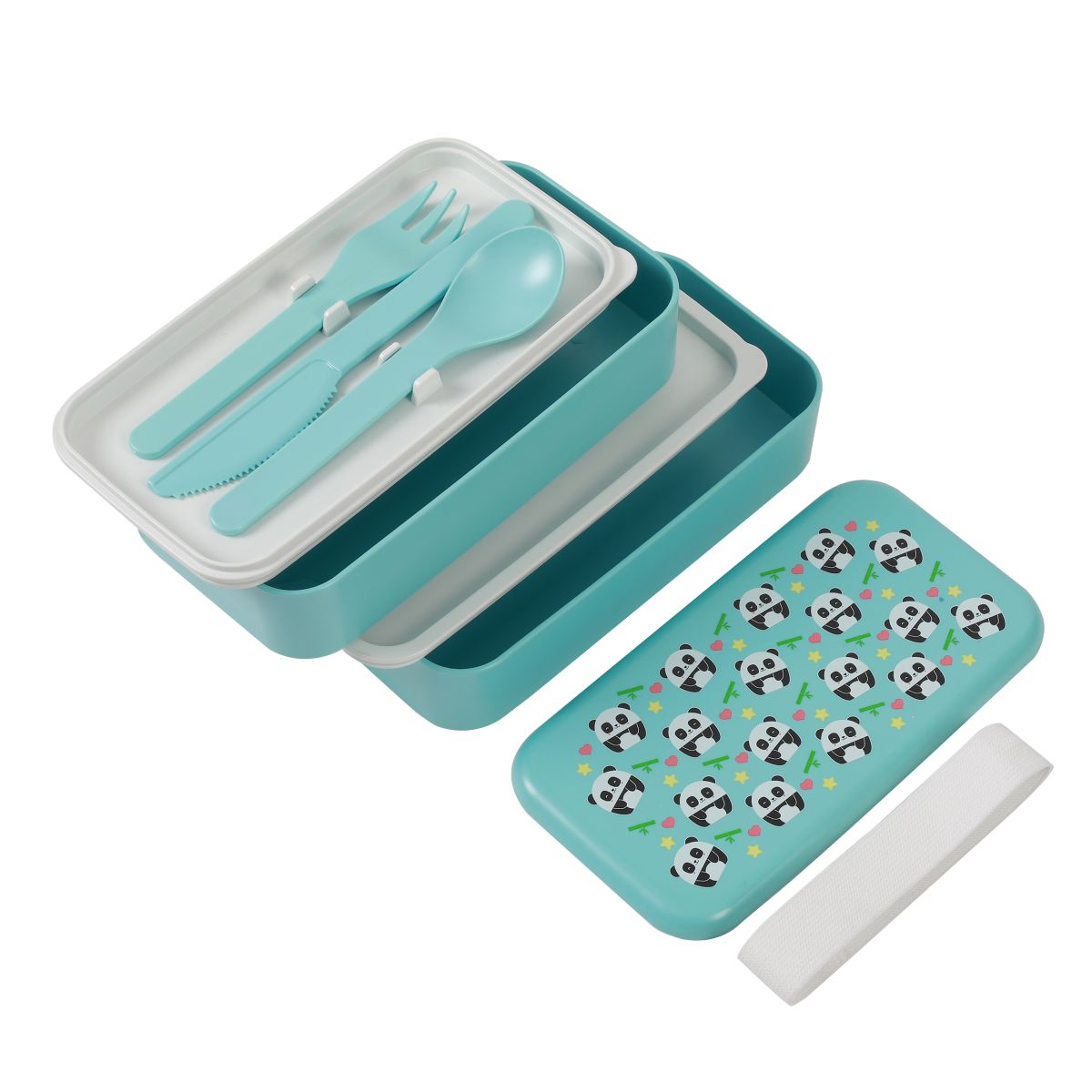 Lunch Box, Set 2 Box & couverts Panda 650 ml