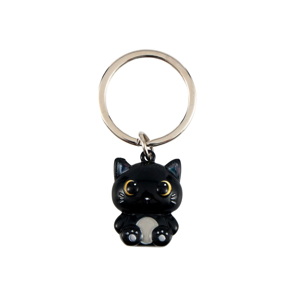 Porte-clés en métal Chat noir 