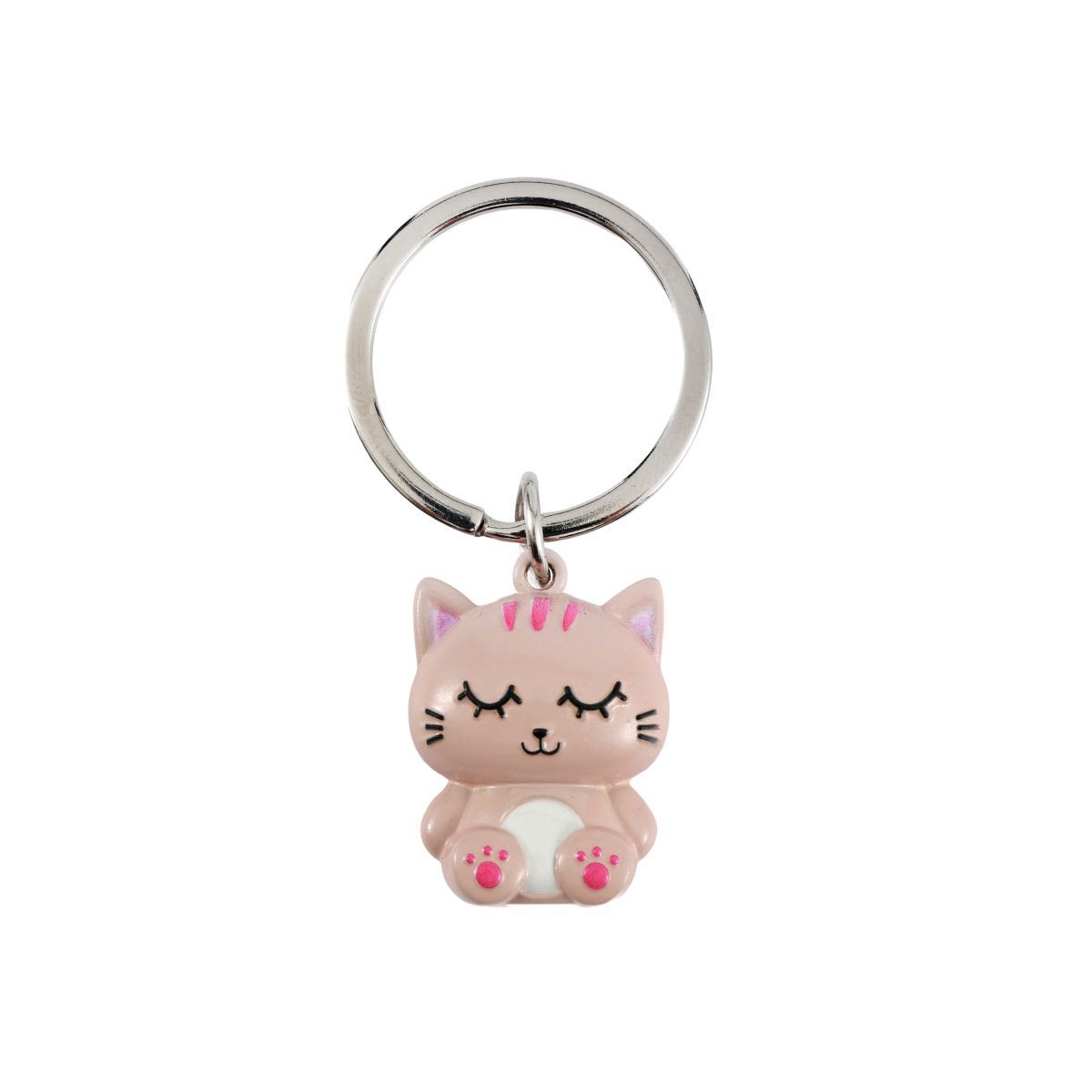 Porte-clés en métal Chat rose 