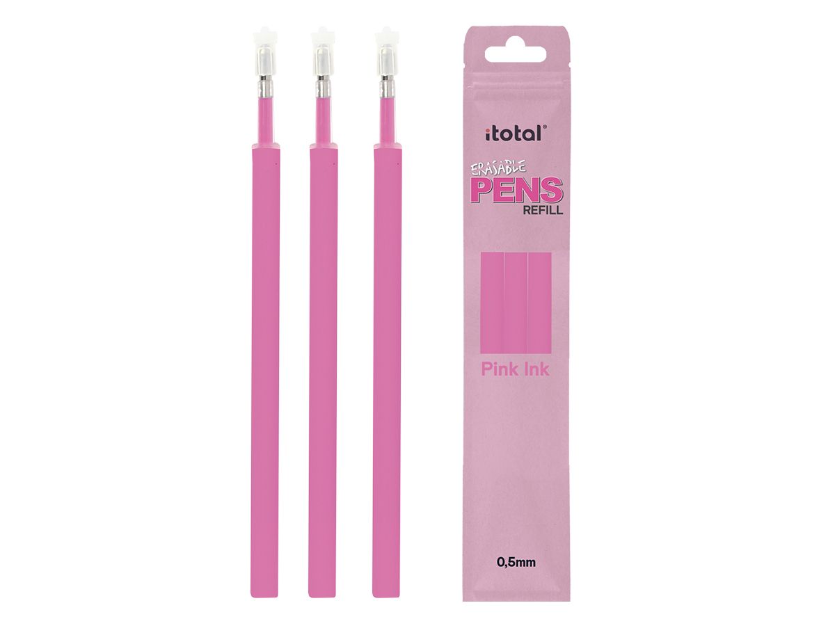 Recharges pour stylos, encre effaçable, set de 3 pièces Rose