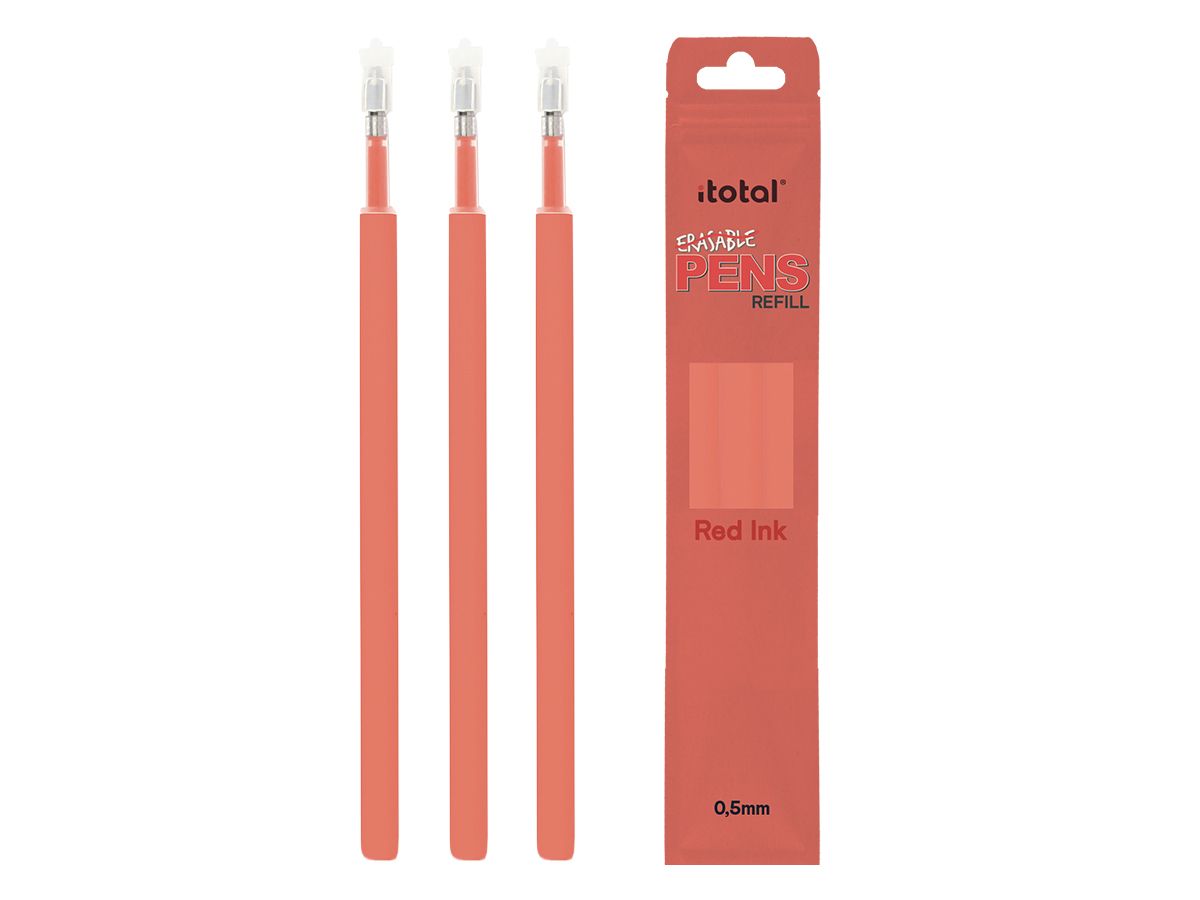 Recharges pour stylos, encre effaçable, set de 3 pièces Rouge