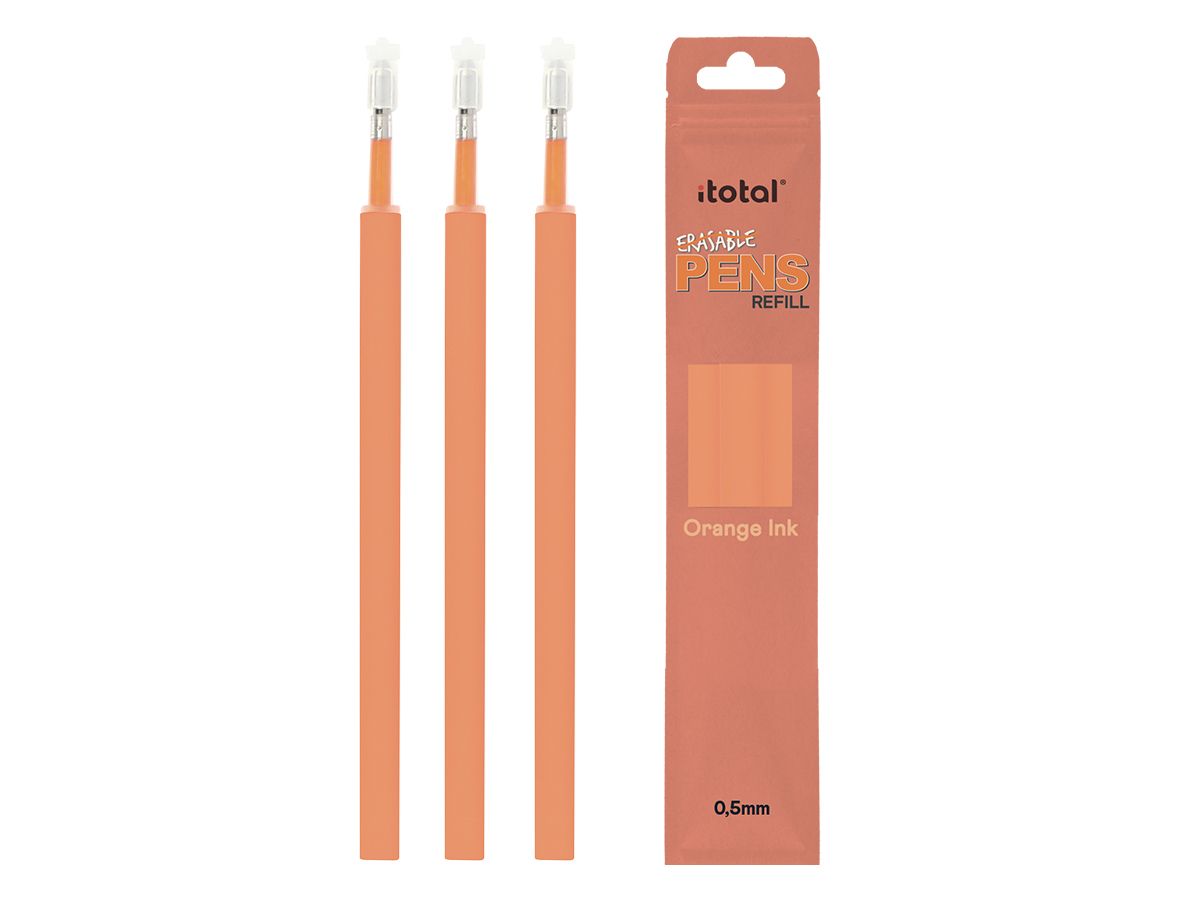 Recharges pour stylos, encre effaçable, set de 3 pièces Orange
