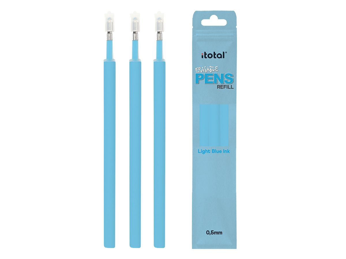 Recharges pour stylos, encre effaçable, set de 3 pièces Bleu Clair