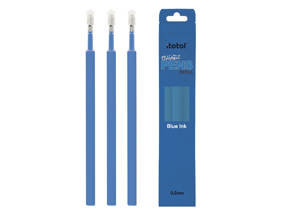 Recharges pour stylos, encre effaçable, set de 3 pièces Bleu