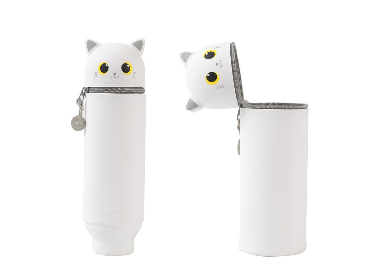 Trousse en silicone Chat  Blanc