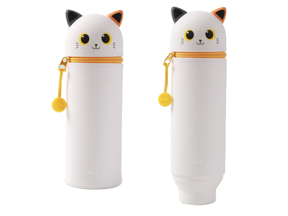 Trousse en silicone Chat  blanc & orange