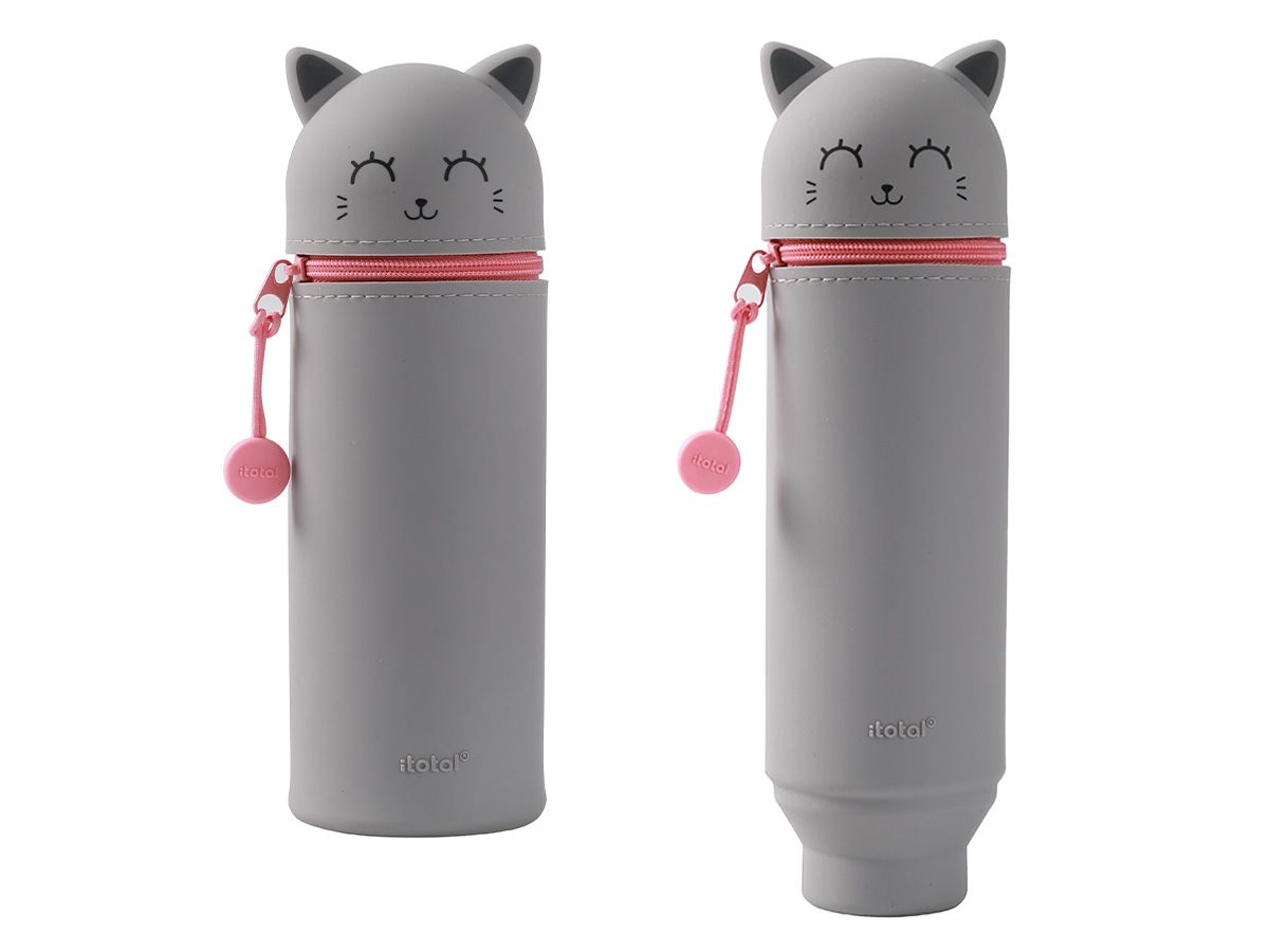 Trousse en silicone Chat  gris