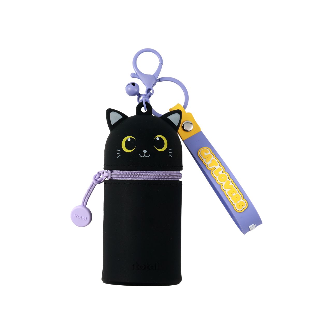 Porte-clés avec trousse en silicone Chat Chat noir