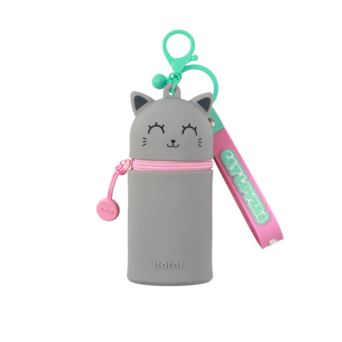 Porte-clés avec trousse en silicone Chat Chat gris