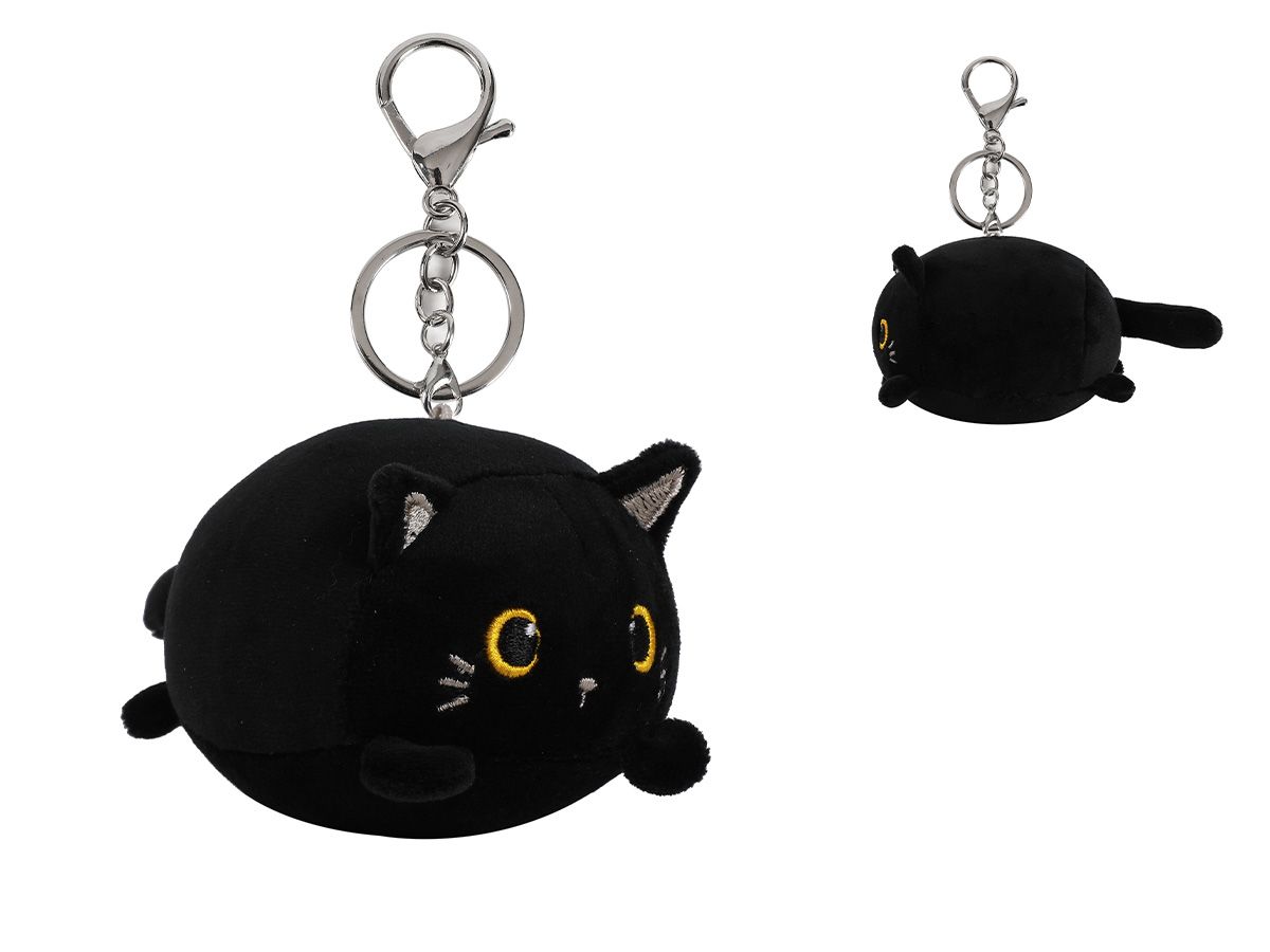 Porte-clés en peluche Chat  Noir