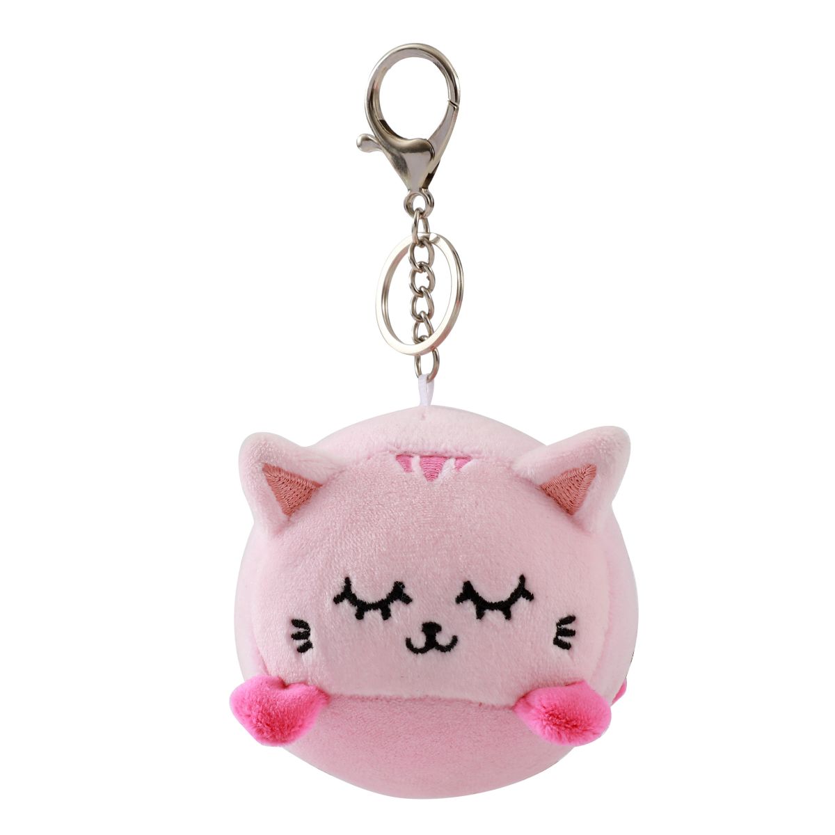 Porte-clés en peluche Chat Rose