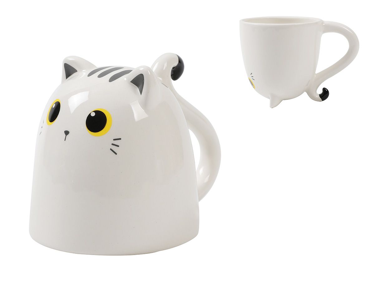Tasse en céramique Up &amp; Down chats 300ml blanc