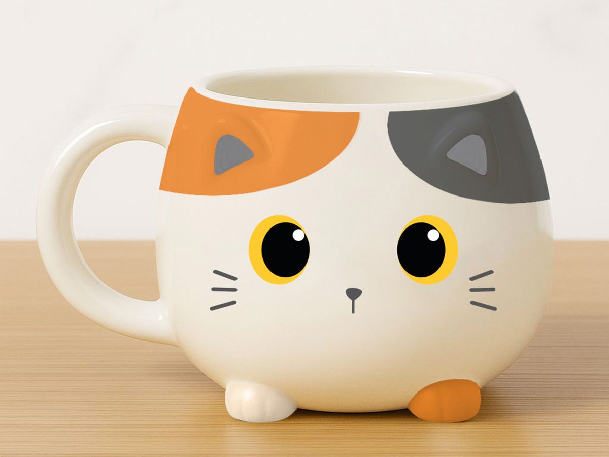 Tasse Chunky Chat blanc &amp; orange