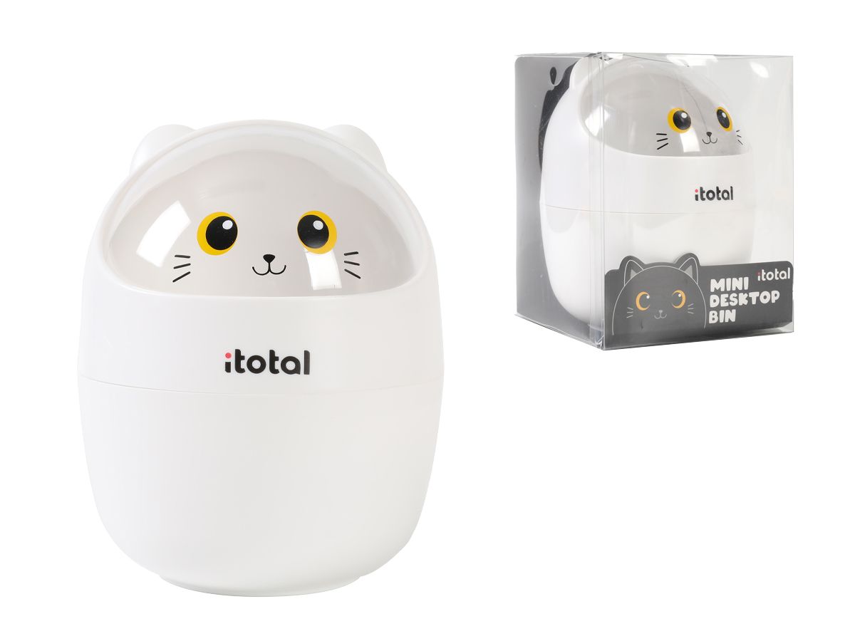 Mini poubelle de bureau chat blanc