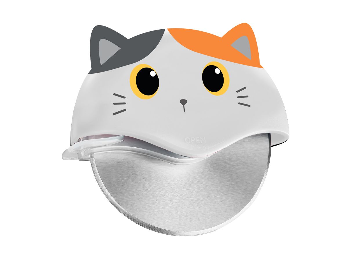 Pizza Cutter Chat blanc & orange