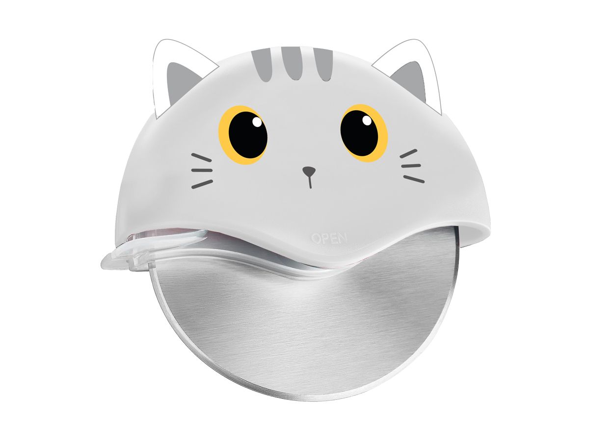 Pizza Cutter Chat Blanc