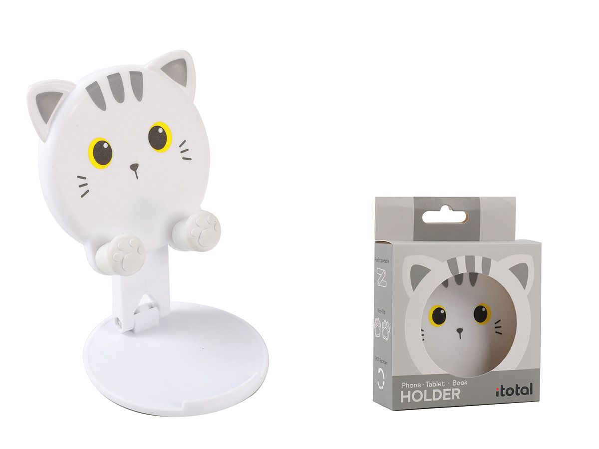 Support pour téléphone, tablette &amp; livre Chat Blanc