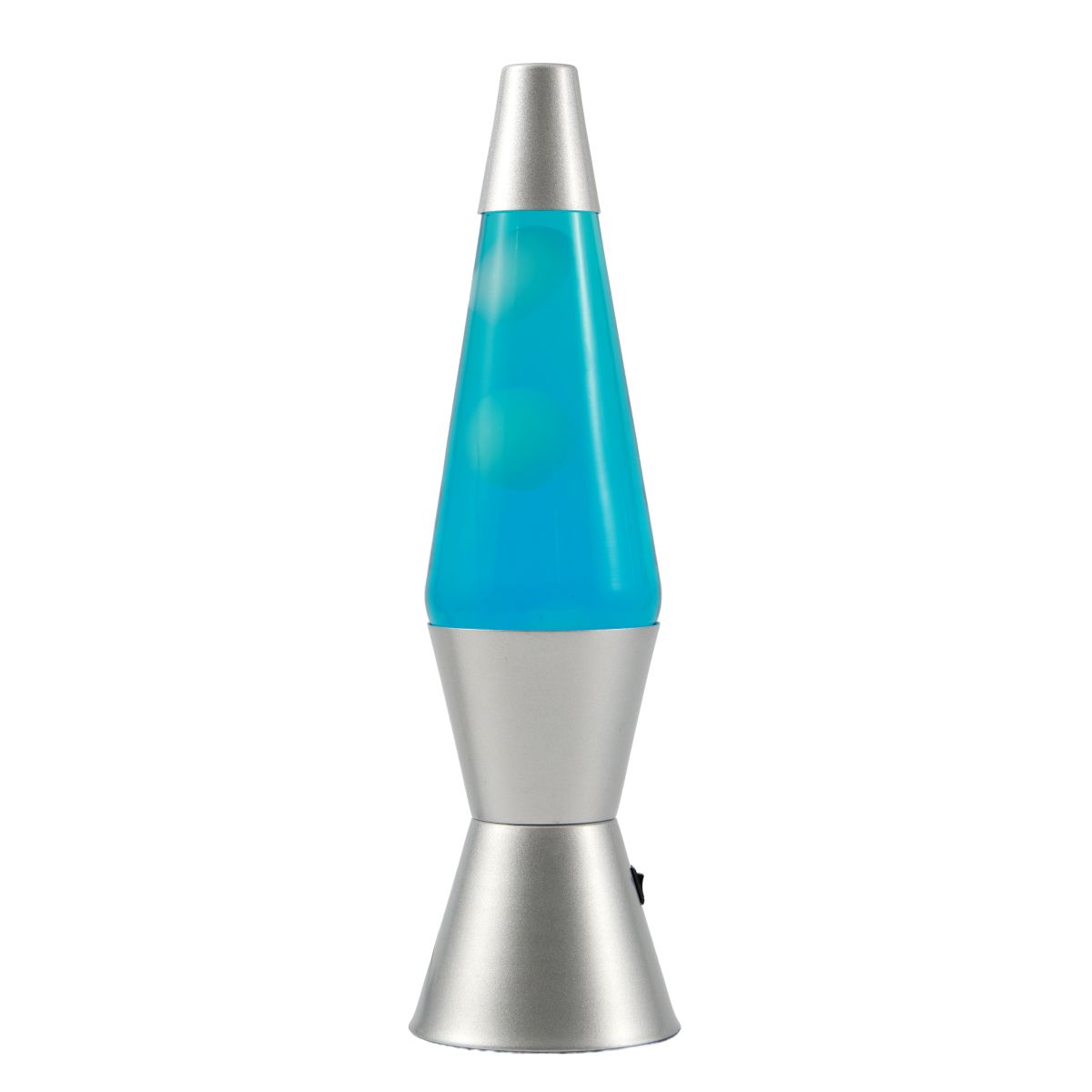 Lampe Lave Led base argent - Bleu clair & Blanc 
