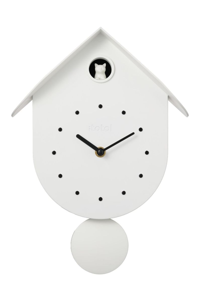 Horloge murale - Coucou blanc - Chat 