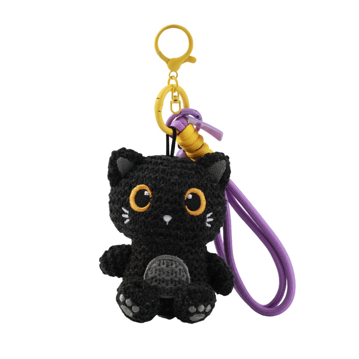 Porte-clés au crochet Chat noir 