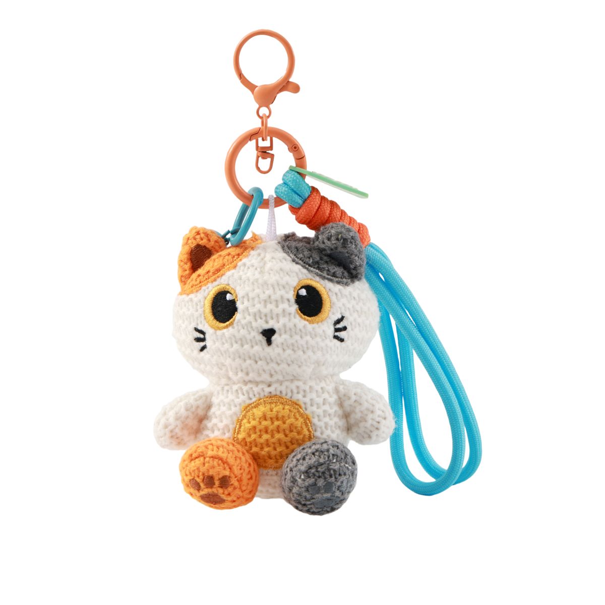 Porte-clés au crochet Chat blanc & orange 