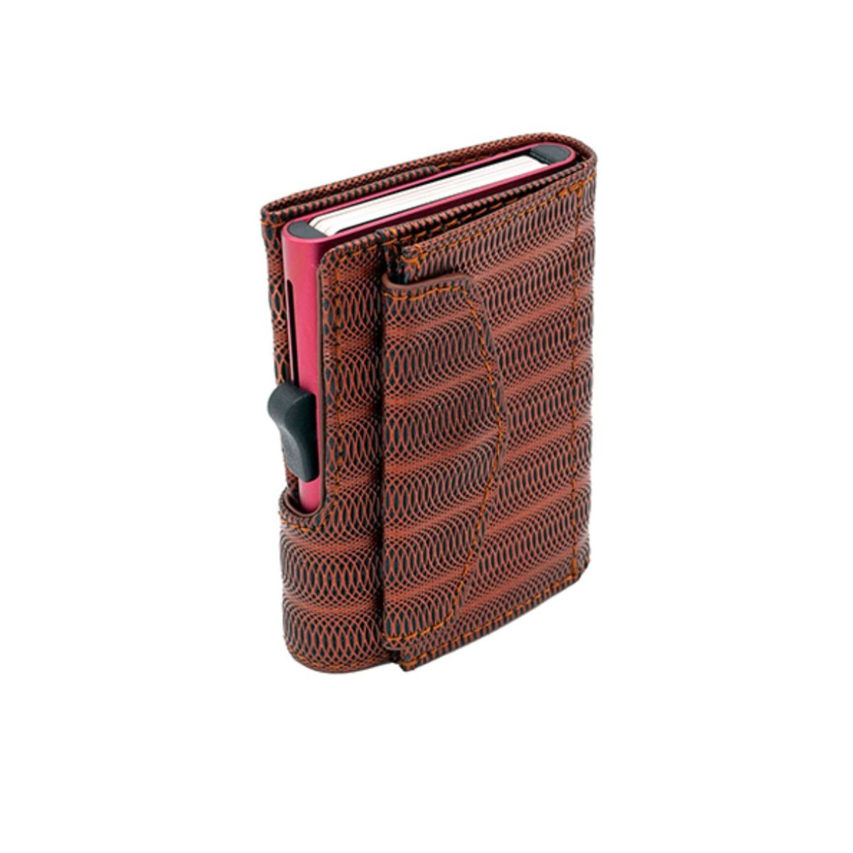 Porte-monnaie et cartes XL RFID cuir Metalic Rouge / Boîtier Rouge 