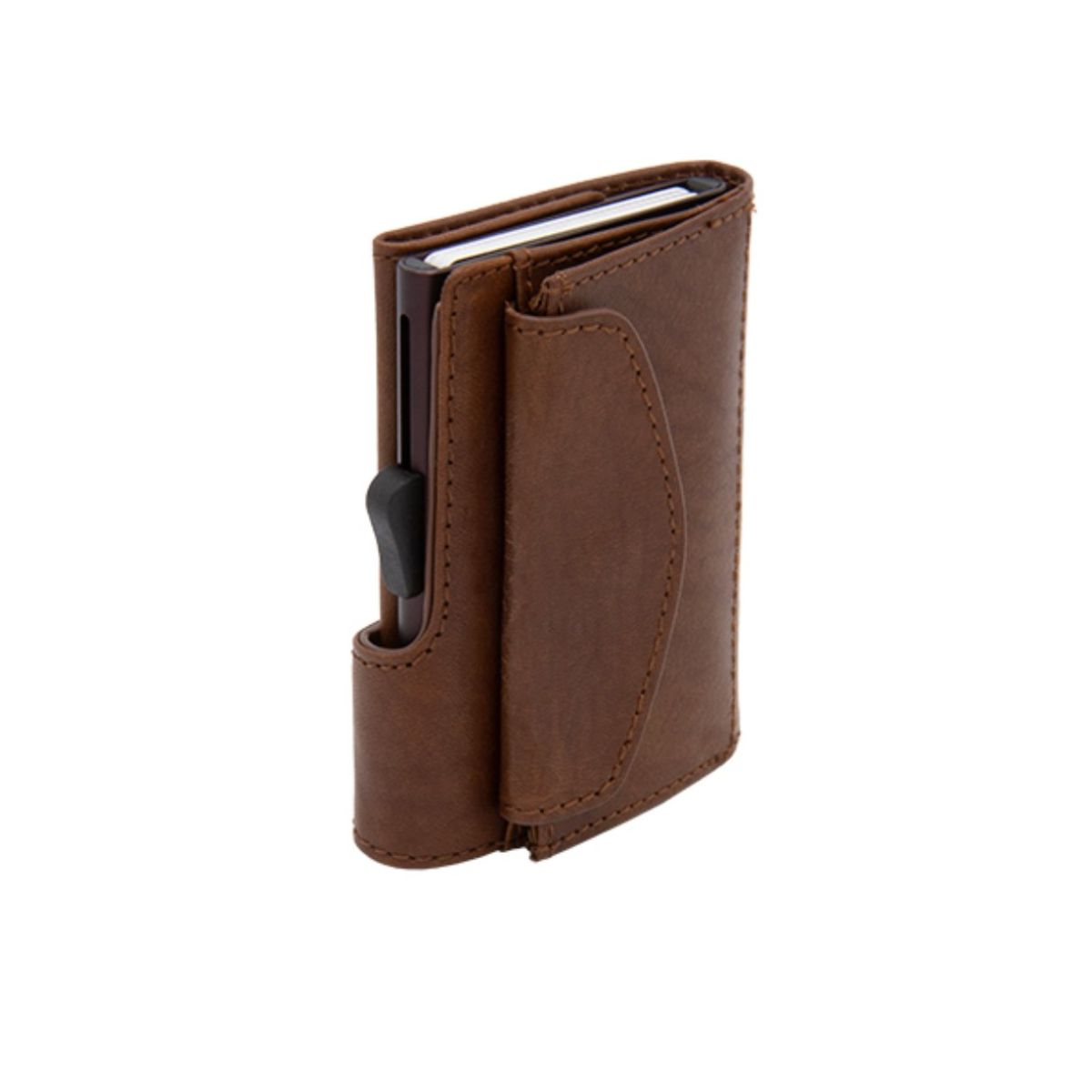 Porte-monnaie et cartes XL RFID cuir Végétal Gun / Brun Boîtier Brun