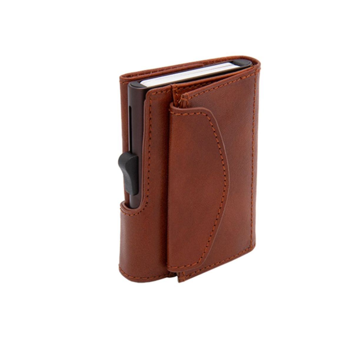 Porte-monnaie et cartes XL RFID cuir Végétal Macchiato / Brun Boîtier Brun 