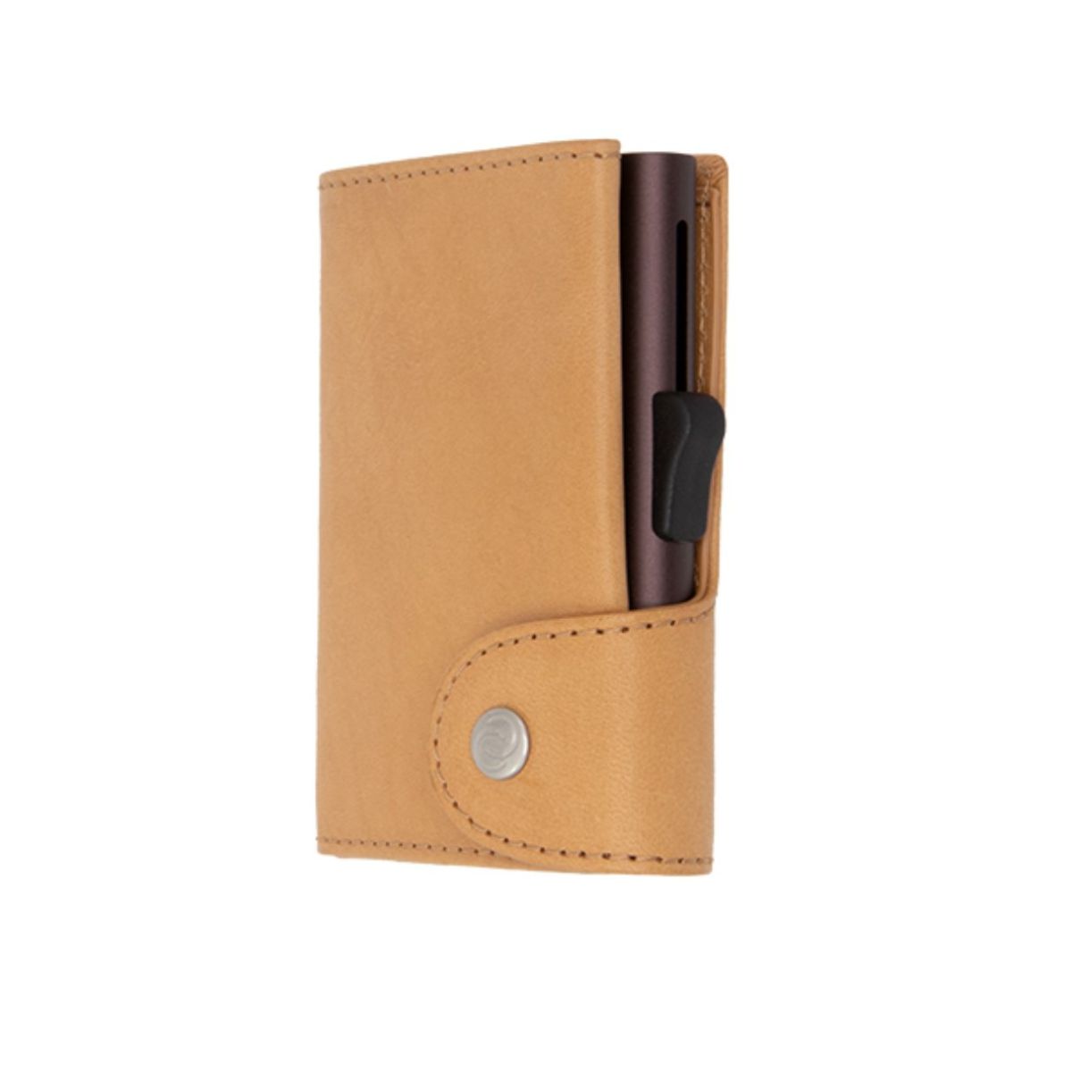 Porte-cartes XL RFID cuir végétal Saddle / Beige Boîtier Brun 