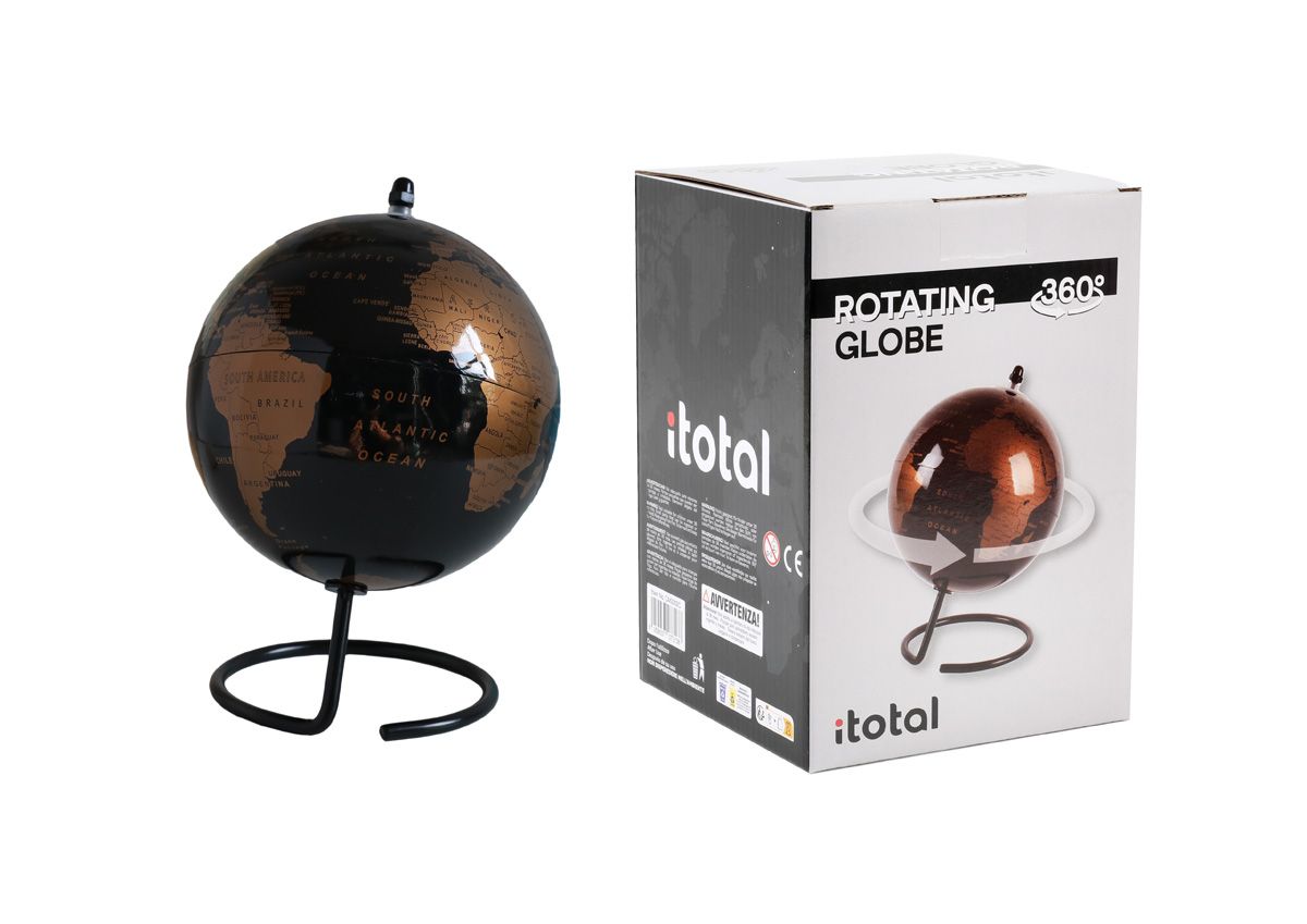 Globe Rotatif Noir &amp; Cuivre