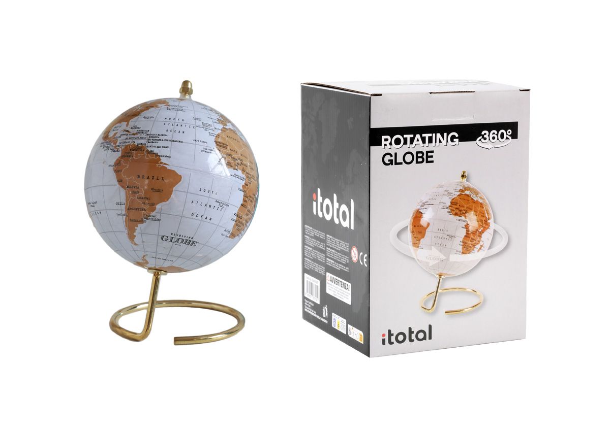 Globe Rotatif Blanc &amp; Or