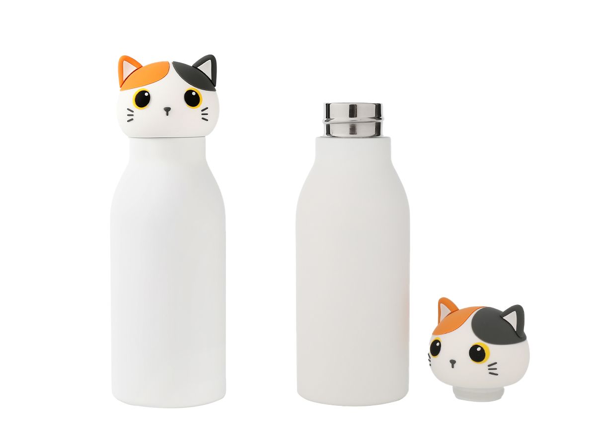 Fun Cap Bottle 420ml Chat blanc &amp; orange