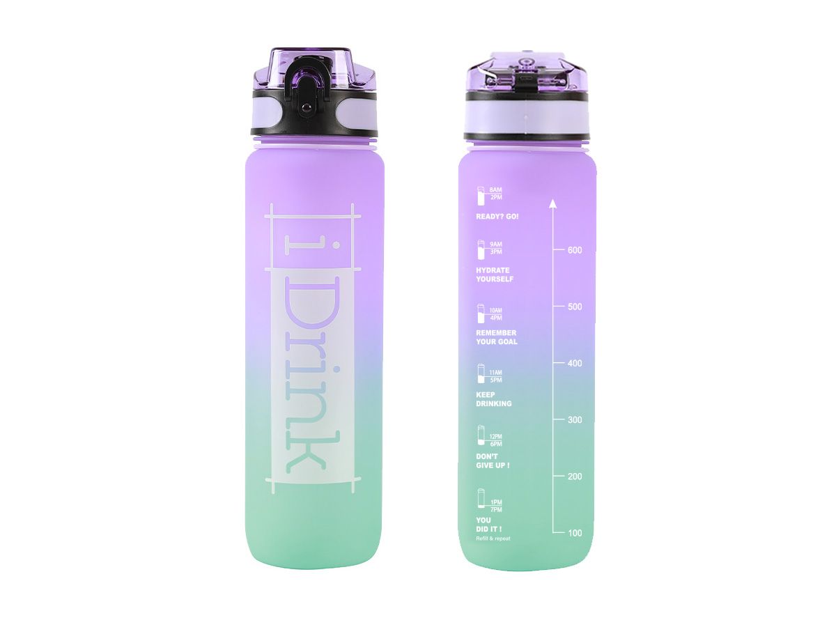 Tritan Motivational Bottle 1000ml violet &amp; turquoise