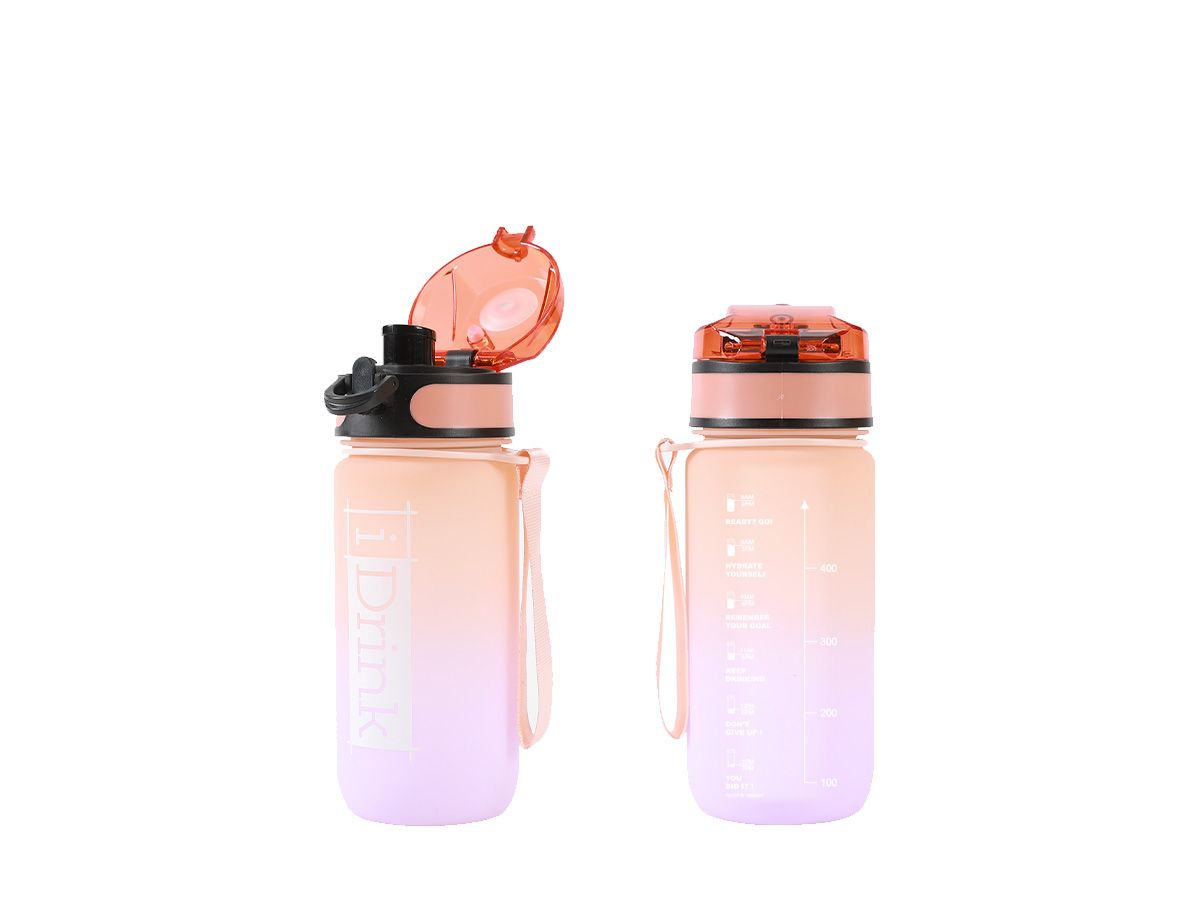 Gourde Motivante en Tritan 500ml orange &amp; lilas