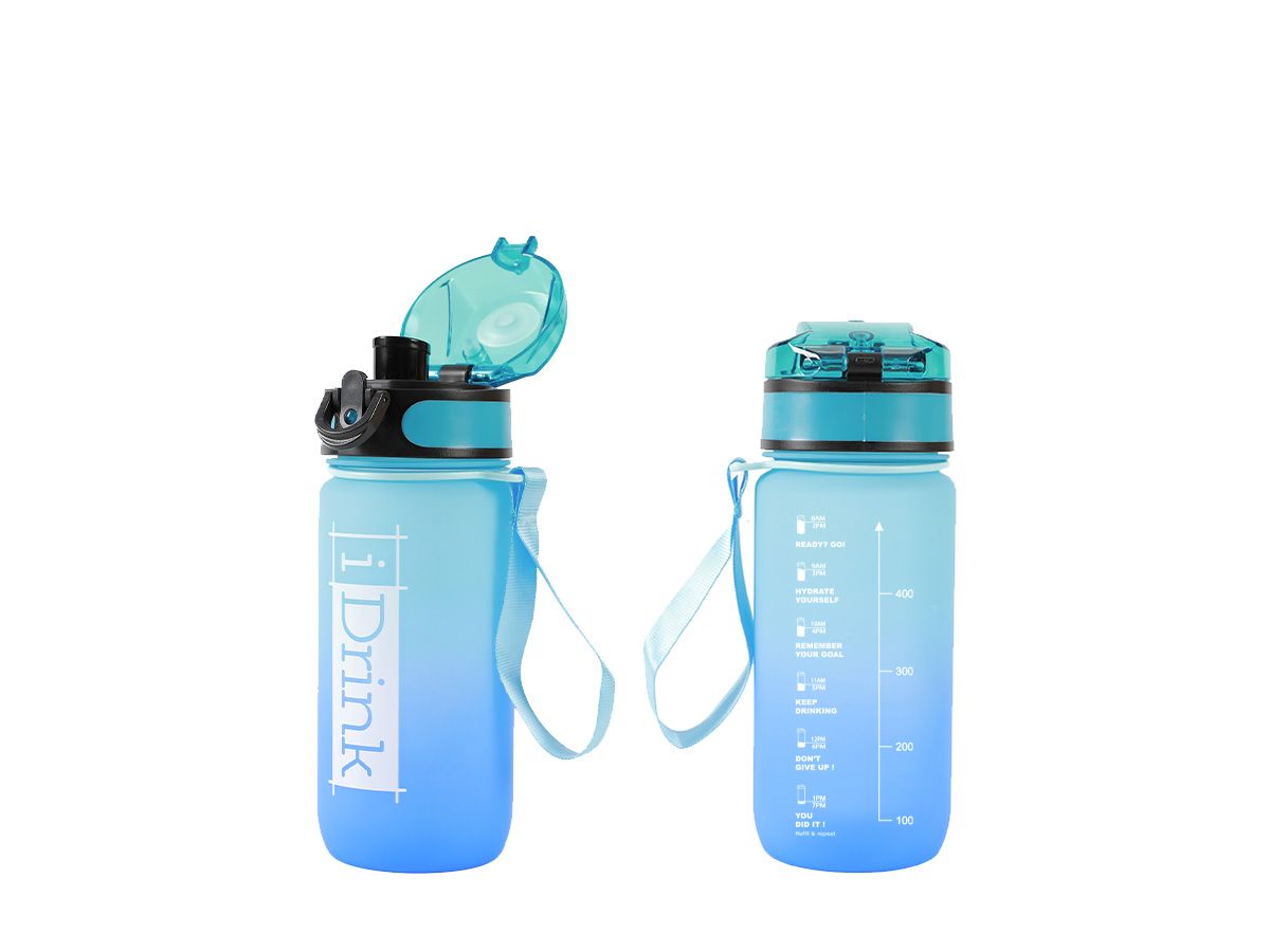 Tritan Motivational Bottle 500ml Bleu ciel &amp; bleu roi