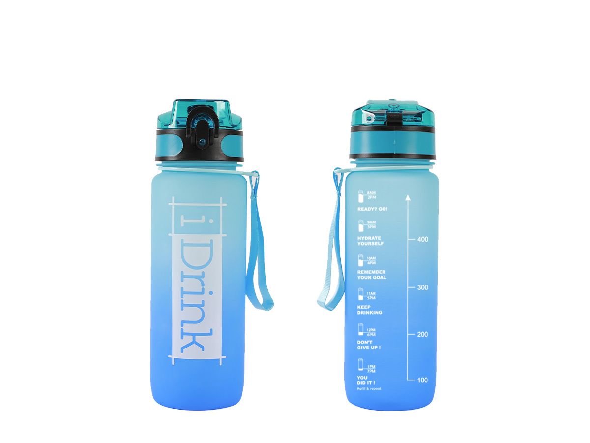 Tritan Motivational Bottle 750ml bleu ciel &amp; bleu roi
