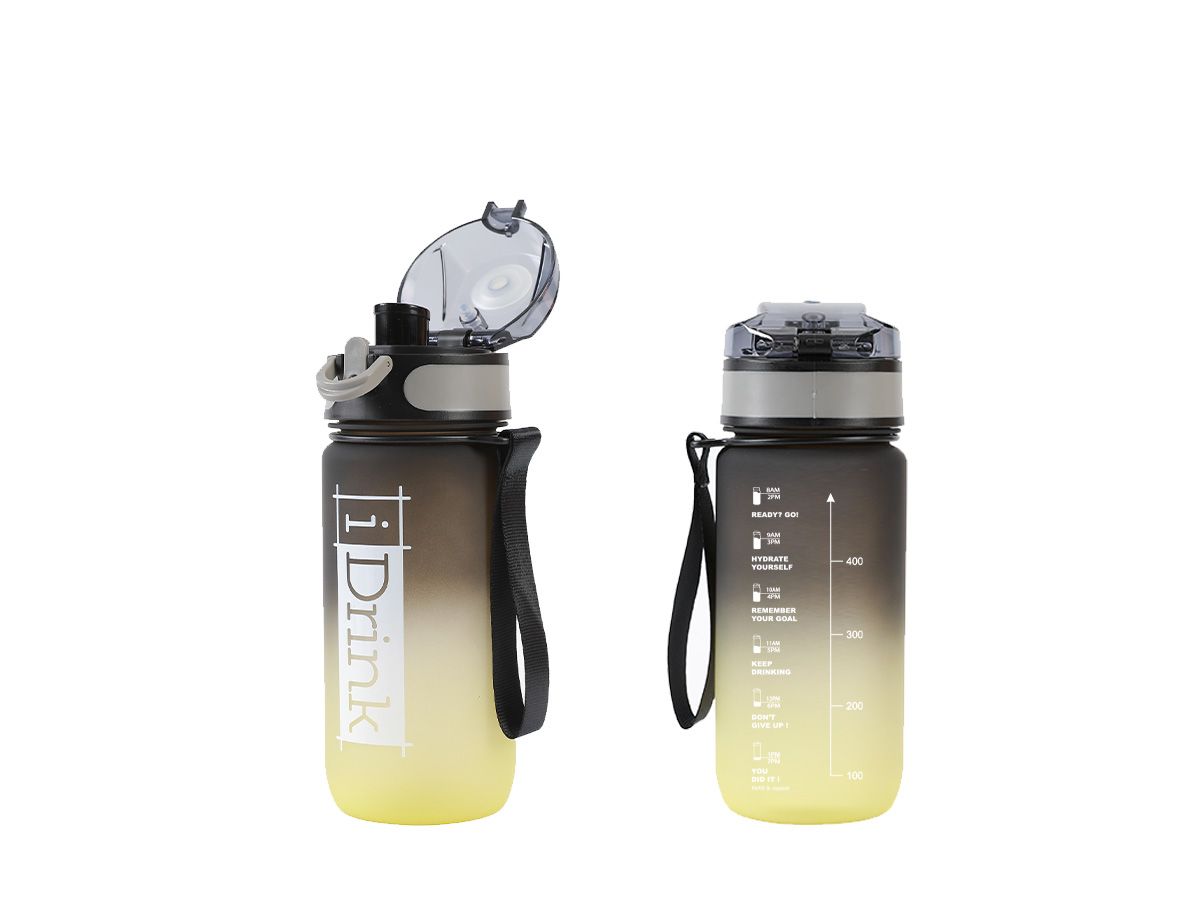Tritan Motivational Bottle 500ml noir &amp; jaune