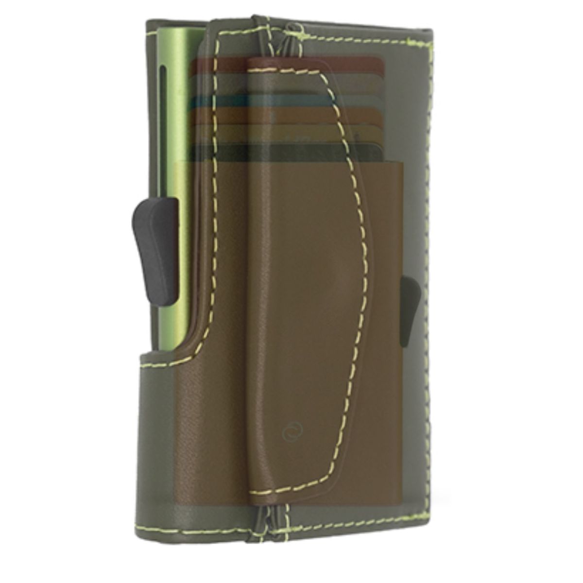 Porte-monnaie et cartes RFID en cuir Vert - Boîtier Vert 