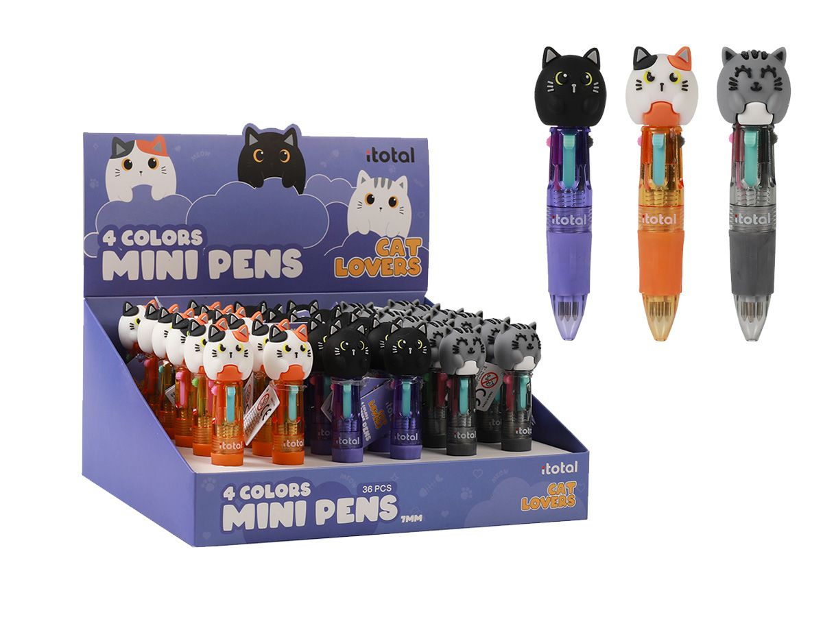 Mini Stylos 4 en 1 Chats 