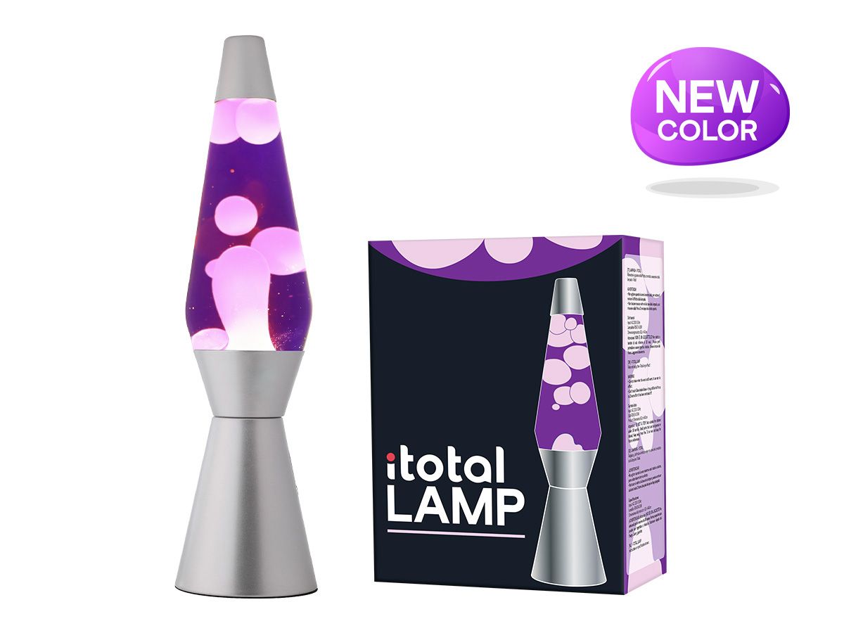 Lampe lave à base argentée liquide Violet/Blanc
