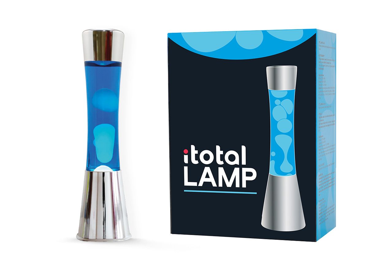 Lampe lave Socle argent fluide bleu / blanc