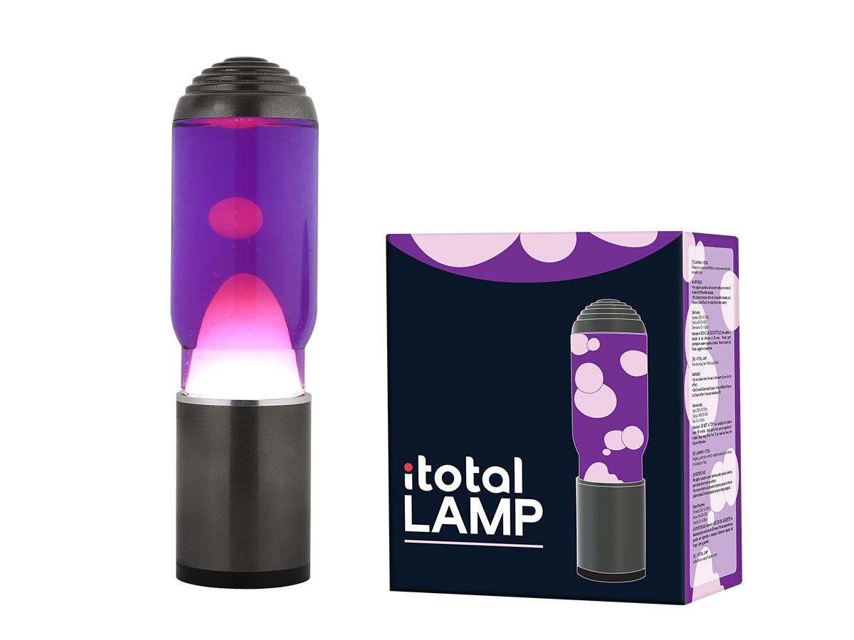 Lampe lave Base gris foncé, liquide violet/cire blanche
