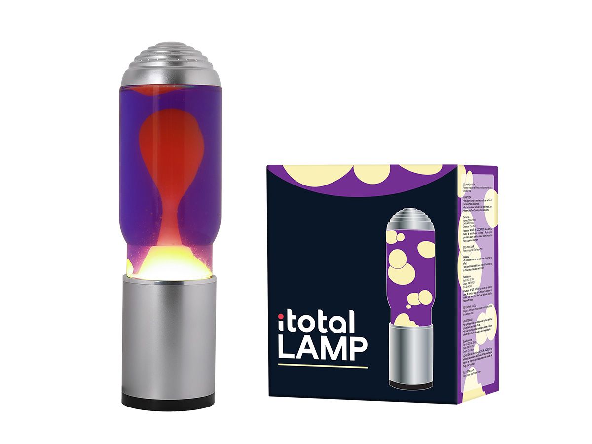 Lampe lave avec base silver Liquide violet/cire jaune
