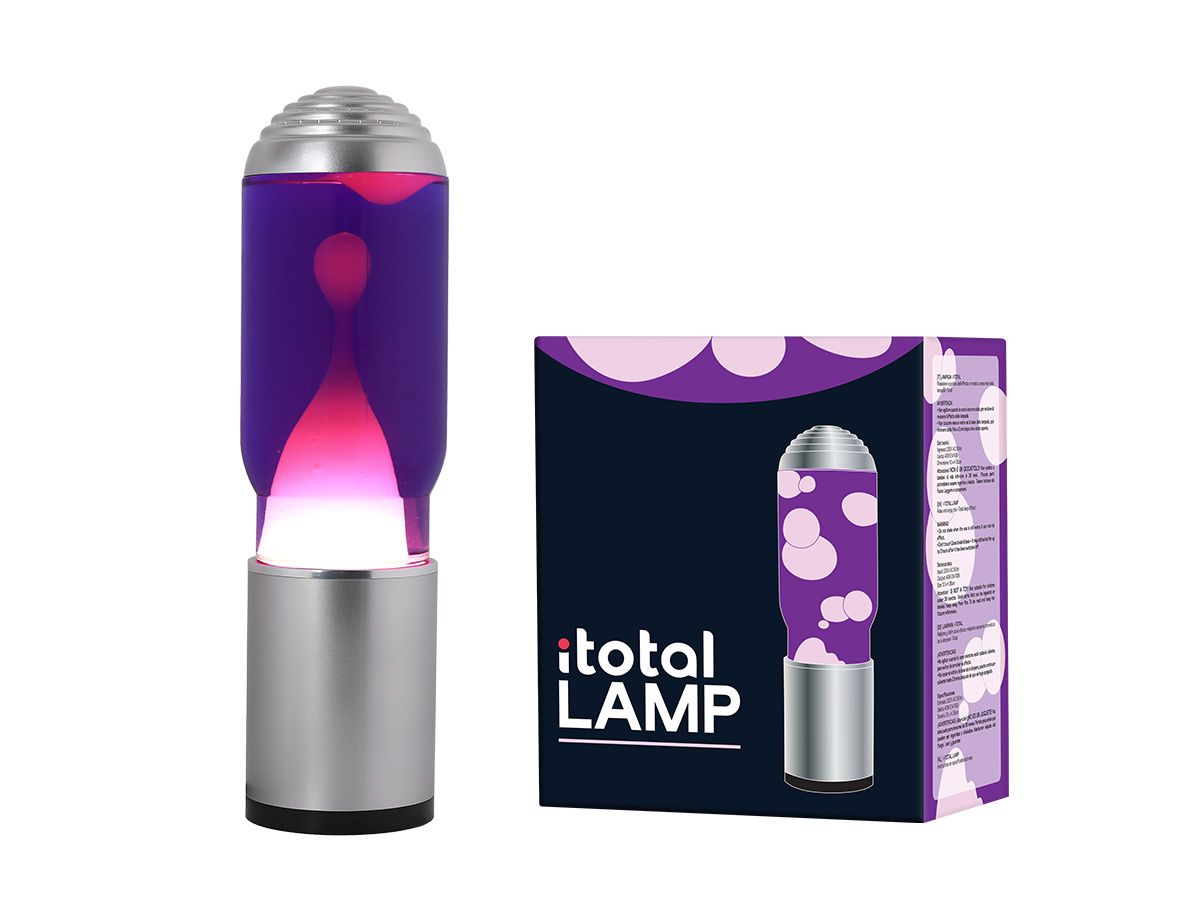 Lampe lave avec base silver Liquide violet/cire blanche