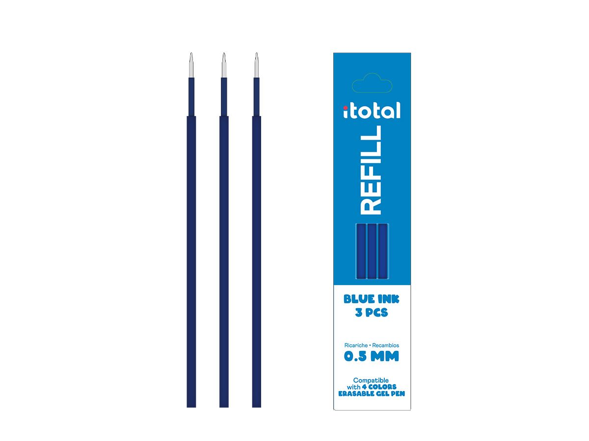 Recharge Stylos effaçables 4 en 1 - 0,5 mm - 3 pièces Bleu
