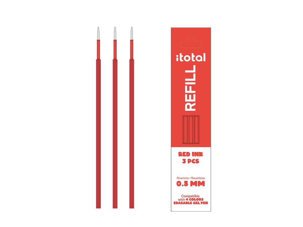 Recharge Stylos effaçables 4 en 1 - 0,5 mm - 3 pièces Rouge