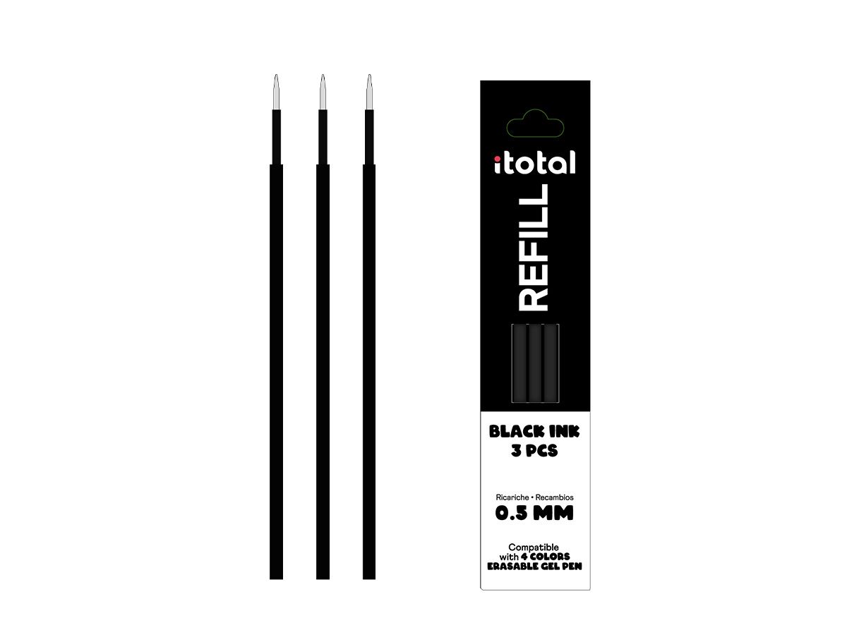Recharge Stylos effaçables 4 en 1 - 0,5 mm - 3 pièces Noir