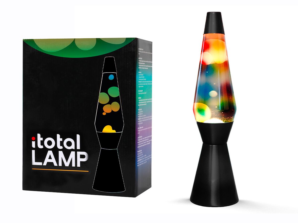 Lampe Lave Rainbow Base noire, liquide transparent